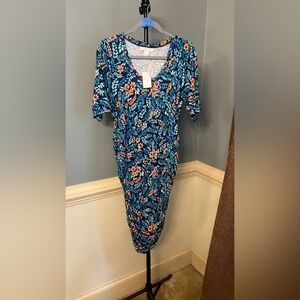 Motherhood Blue Floral Dress NWT large